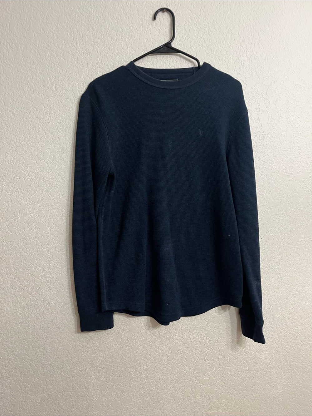 Men's outdoor preppy long -Sleeve Crewneck Thermal Shirt - Navy